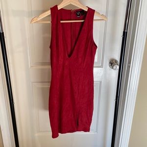 Red dress from Windsor. Suede, low V